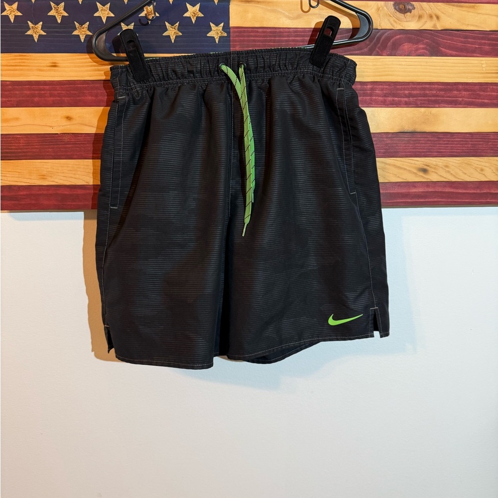Nike Black Swim Trunks Shorts with Green Details Size M